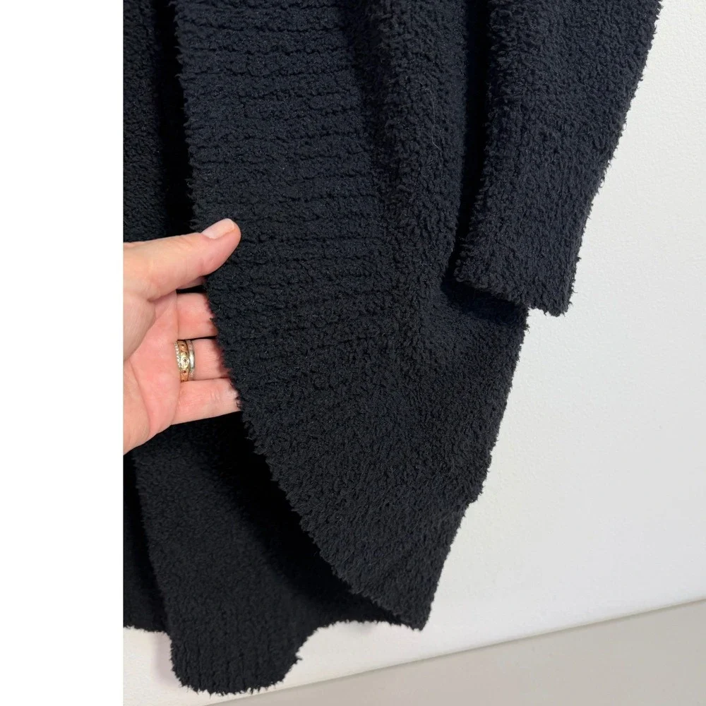 UGG Fremont Fluffy Cardigan Women XS Black Open Front Fuzzy Knit Sweater 1098870